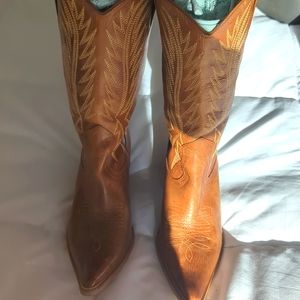 Penny ❤️ Kenny Leather Tan Cowboy Boots, size 7.5"